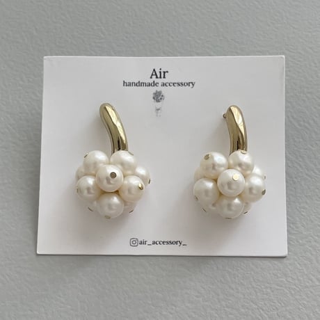 つぶつぶ淡水パールのフープピアス