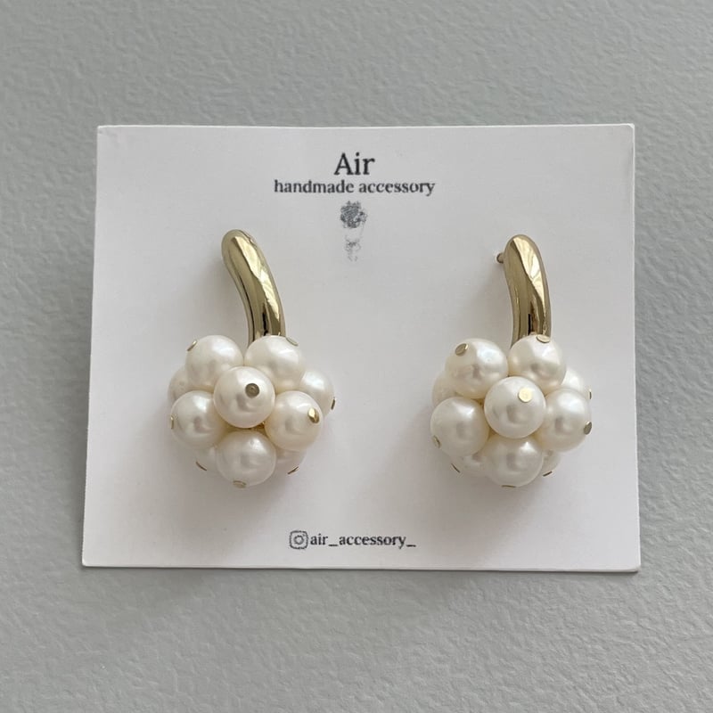 つぶつぶ淡水パールのフープピアス | Air handmade accessory