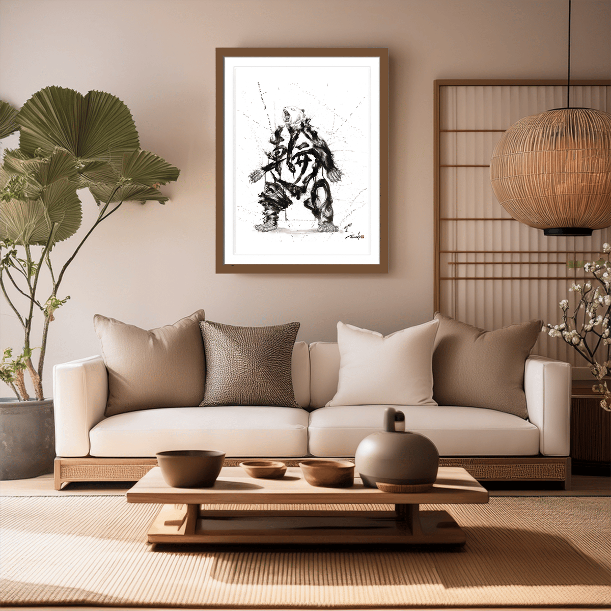 William L. Hawkins、RHINO、希少大判画集画、新品額装付 片岡 球子、【富士に牡丹 1】、大判、超希少画集・額装画、状態良好 片岡