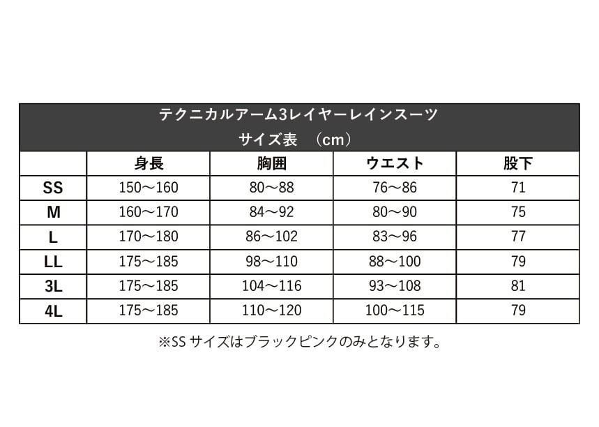 再入荷分 受付中】テクニカルアーム3レイヤーレインスーツ ブラック