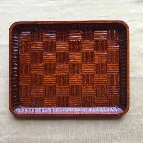 酒田 工芸品【光丘彫】　一尺盆　210×300（㎜）