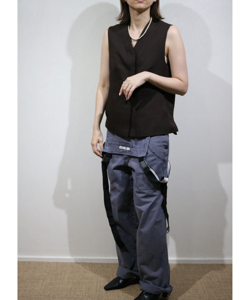 タイトブースオーバーオールLグレーコーデュロイ