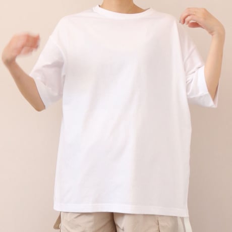 Side slit T shirt / white