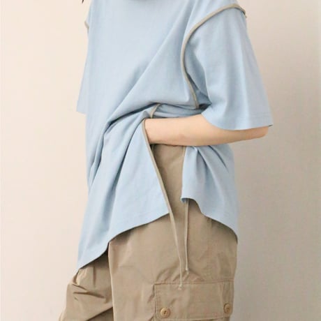 color piping T shirt / Blue