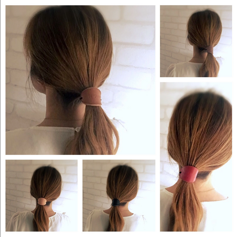 ねぇ、見て！」名前の入った革のヘアゴム 名入れ 刻印 | natural