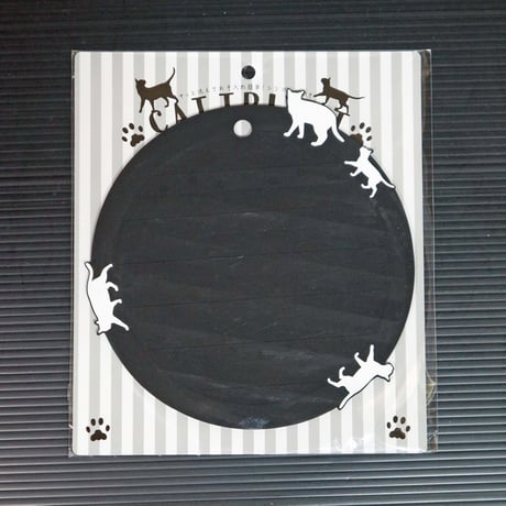 猫シリコン鍋敷き　黒（白猫シルエット）