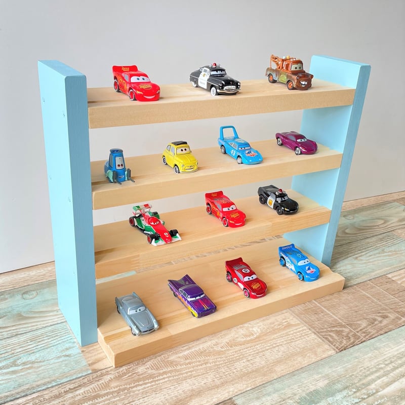 トミカ プラレール 収納棚 ✨ おもちゃ棚 木製棚 小物棚 ヒノキ - 寝具