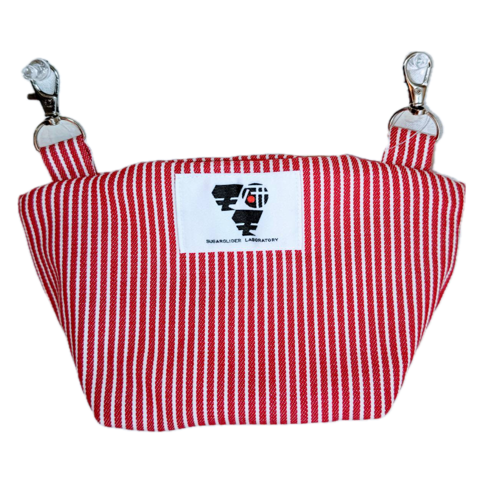 モモ研吊り下げベッド（ストライプレッド・中敷レッド） | ももんが