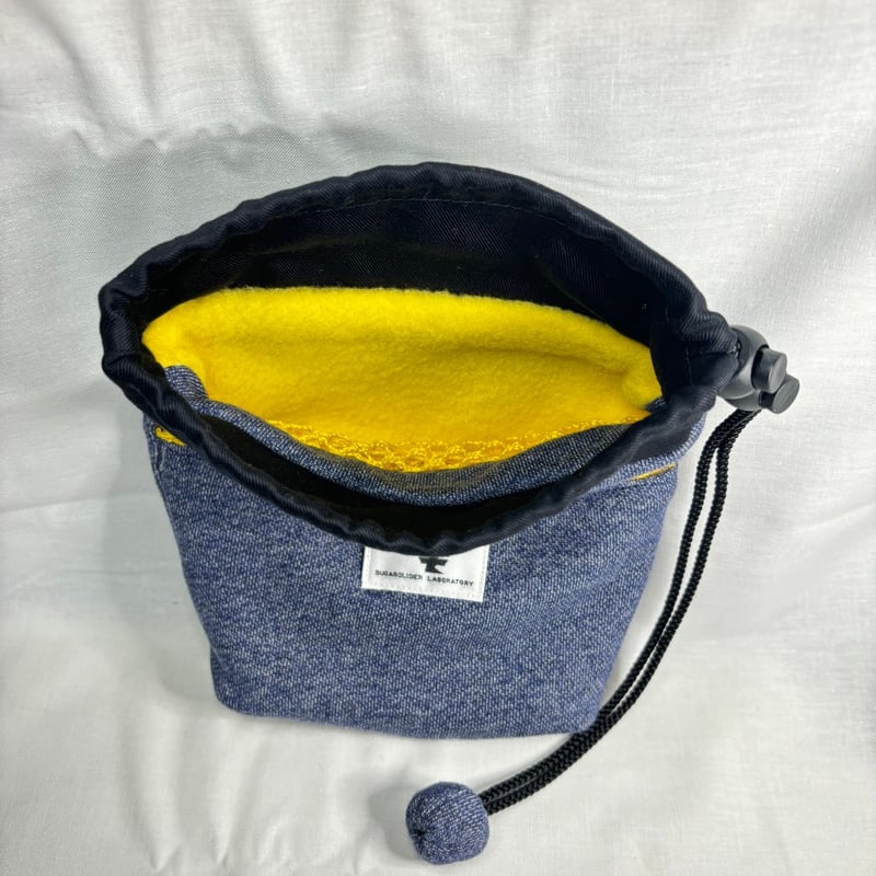 新・モモ研ポーチ（巾着・ネイビー） | ももんが博士フクロモモンガ