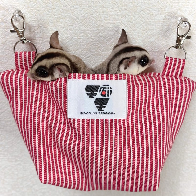 モモ研吊り下げベッド（ストライプレッド・中敷レッド） | ももんが