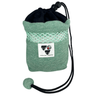 フクモモ仲良し巾着ポーチ　蛍光ストライプ① 新・モモ研ポーチ（巾着・ブラック） | ももんが博士フクロモモンガ