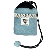 新・モモ研ポーチ（巾着・グレー） | ももんが博士フクロモモンガ研究