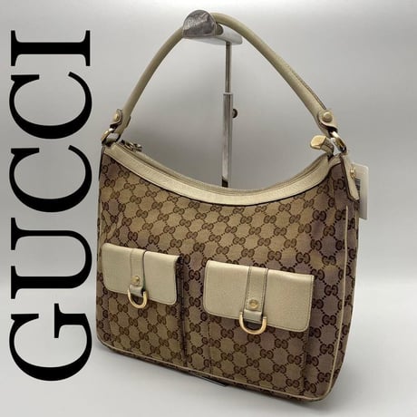 GUCCI グッチ ハンドバッグ GG柄 キャンバス×レザー ブラウン系