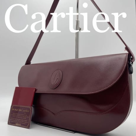 Cartier カルティエ ボルドー レザーハンドバッグ ギャランティー付属