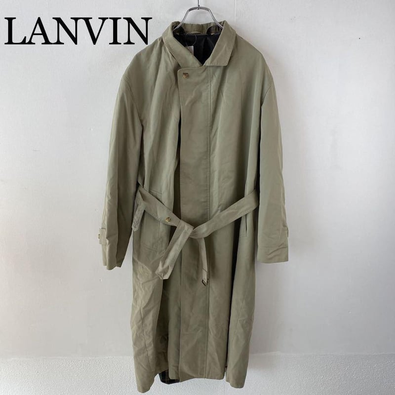 LANVIN ロングコート チェック柄ライナー付 カーキ系 H50-26 LANVIN ロングコート チェック柄ライナー付 カーキ系 H50-26