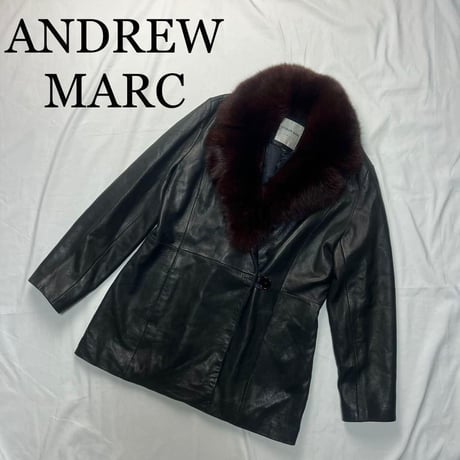 ANDREW MARC アンドリューマーク レザーファーコート 黒　レディース