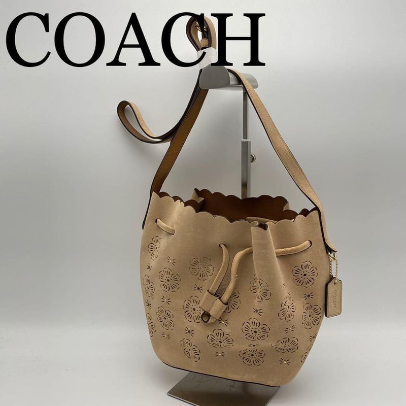 Coach ショルダーバッグ ベージュ フラワーモチーフ