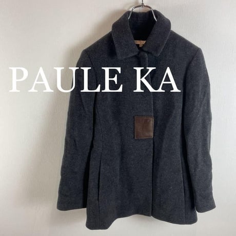 PAULE KAポールカ ステンカラーコート ウール素材 グレーM レディース