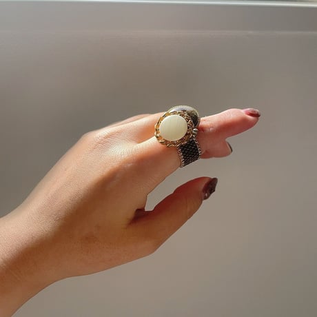 vintage button Ring #7