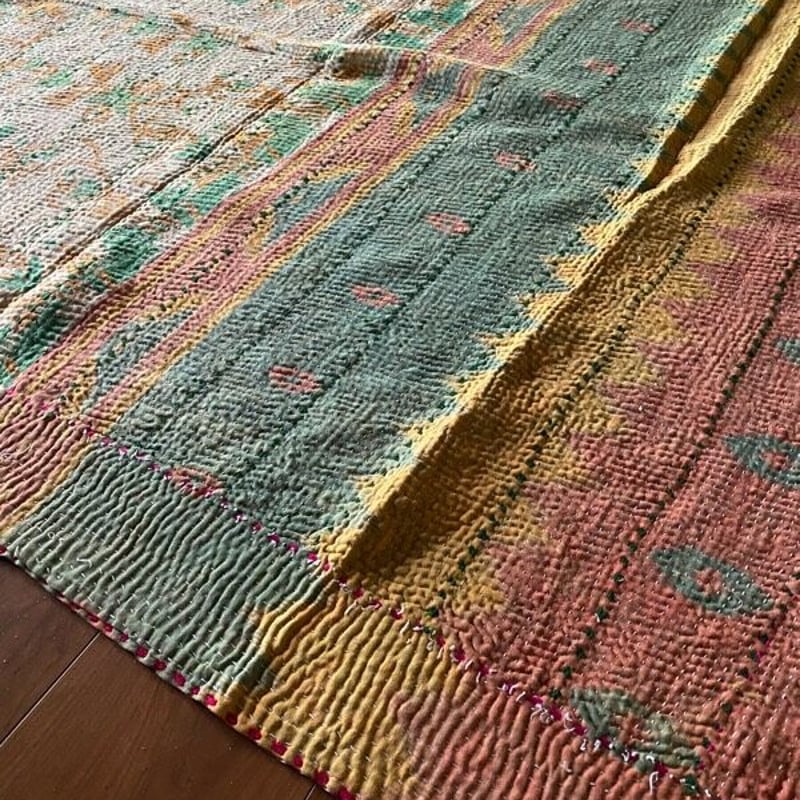 ꕥ未使用ꕥヴィンテージラリーキルト 幾何学 柄 カンタキルトマルチ