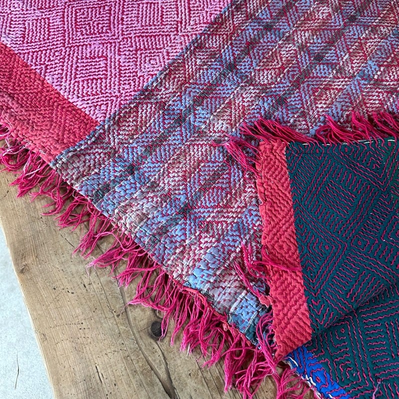 インド製カンタキルト インドの手刺繍ヴィンテージカンタキルト・ラリーキルト-QUILT