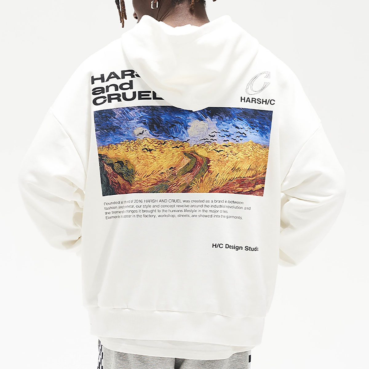 harshandcruel バックプリント ロゴ フード付き パーカー HARSH and CRUEL 】 BACK PRINT HOODIE バックプリント ミ