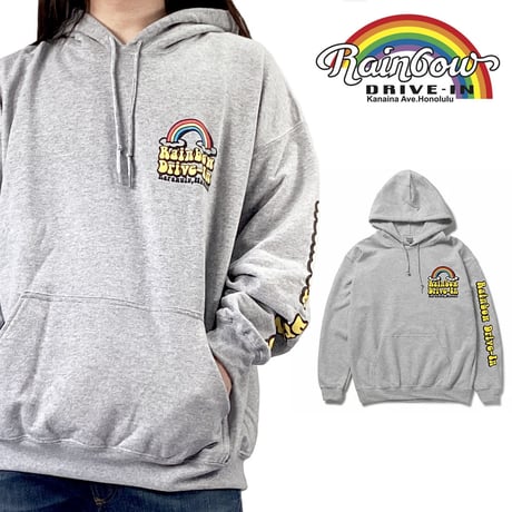 【 Rainbow Drive-in 】 RAINBOW PRINT HOODIE レインボードライブイン ドロップショルダー パーカー