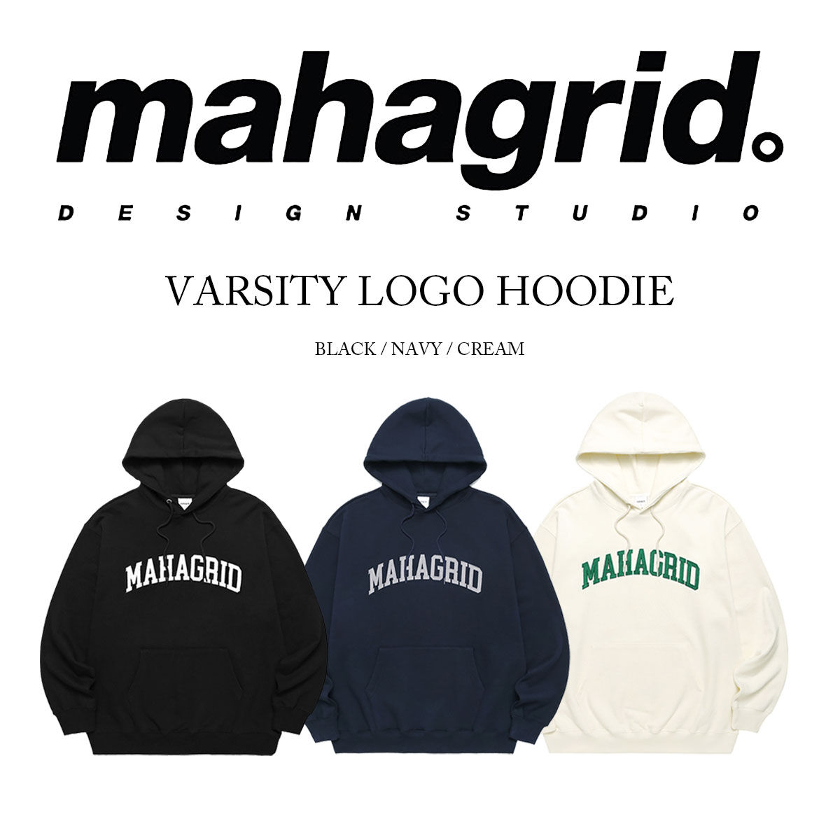 mahagrid 】 VARSITY LOGO HOODIE マハグリッド 正規品 ロゴ刺...