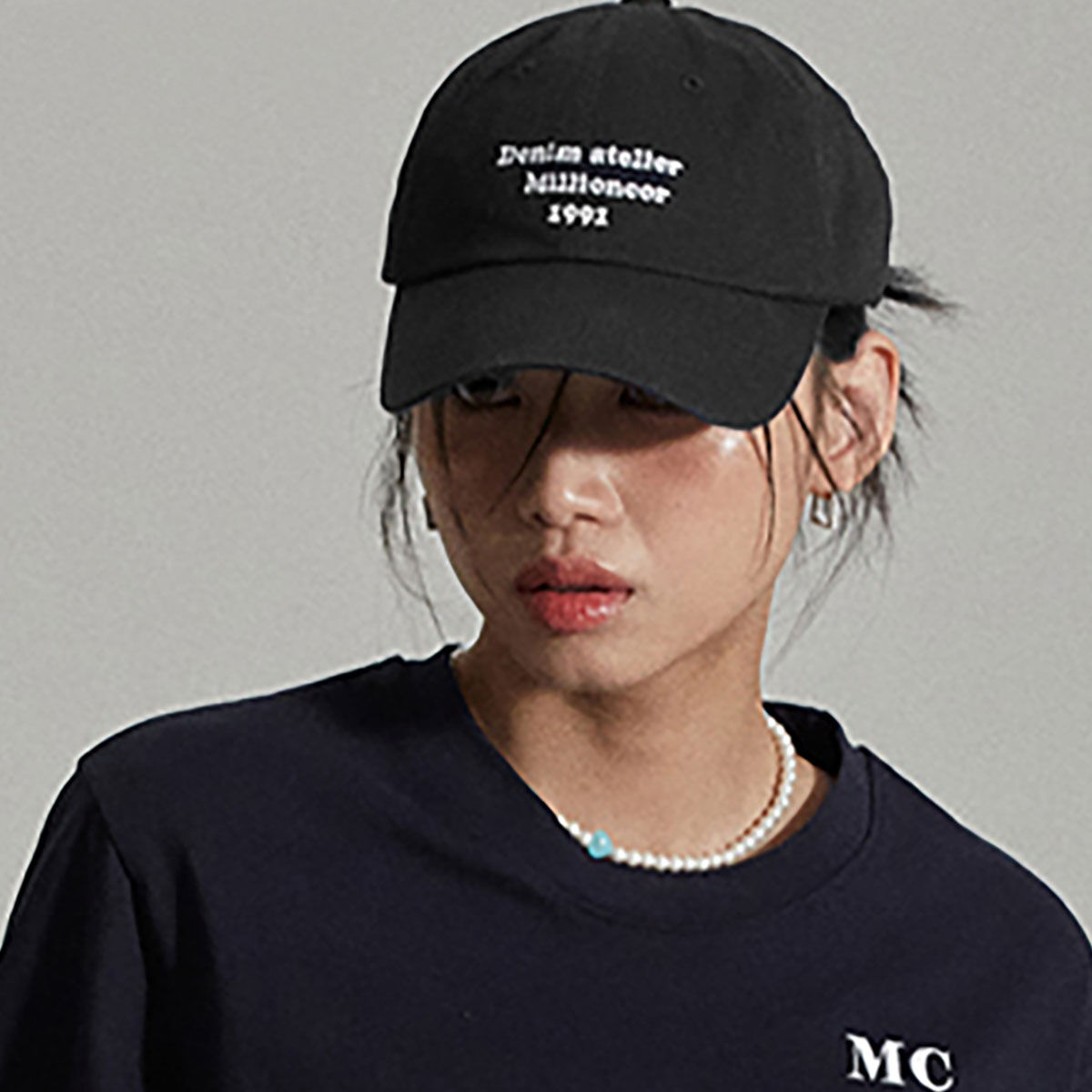 HERMES❁✿✾ ✾✿❁︎ダークデニム刺繍ロゴベースボールキャップ この