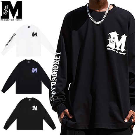 MEDM 長袖Tシャツ キラキラ ロゴプリント クルーネック ロンT 黒 CATEGORY MR.ENJOY DA MONEY | FRIDAYS OFFICIAL S