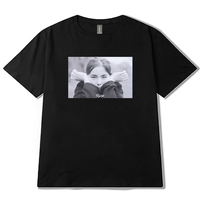 Bjork ビョーク フォトプリント Tシャツ モノクロ 半袖 キレイめ