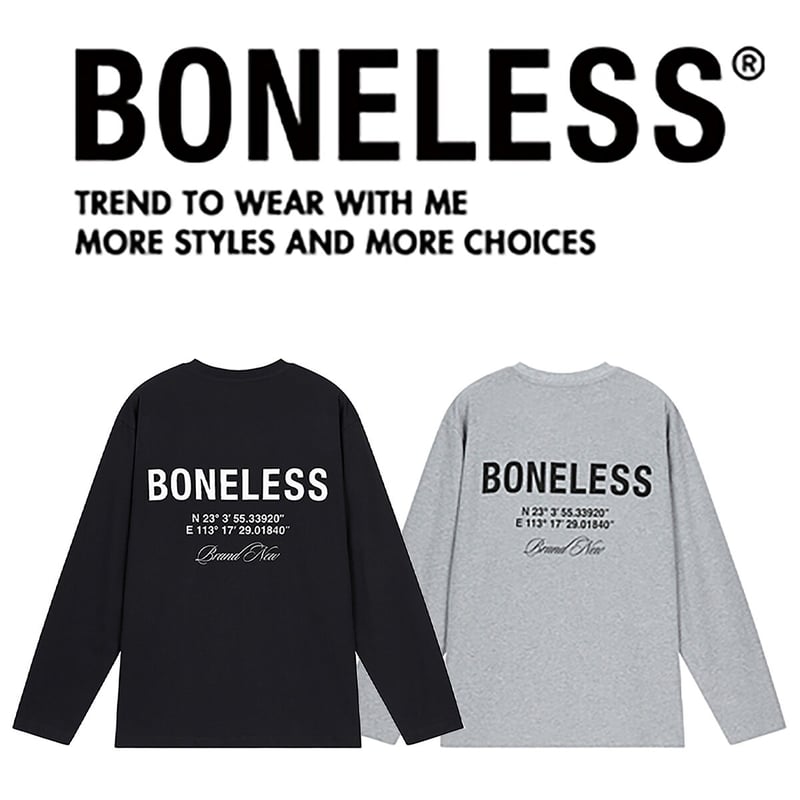 即日発送 BONELESS 正規品 男女兼用 長袖Tシャツ ロンT BONELESS 】 ボーンレス ロゴ プリント 長袖 Tシャツ UNISEX LOGO