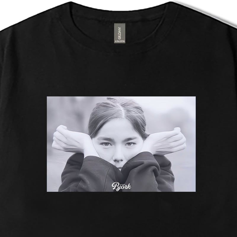 Bjork ビョーク フォトプリント Tシャツ モノクロ 半袖 キレイめ
