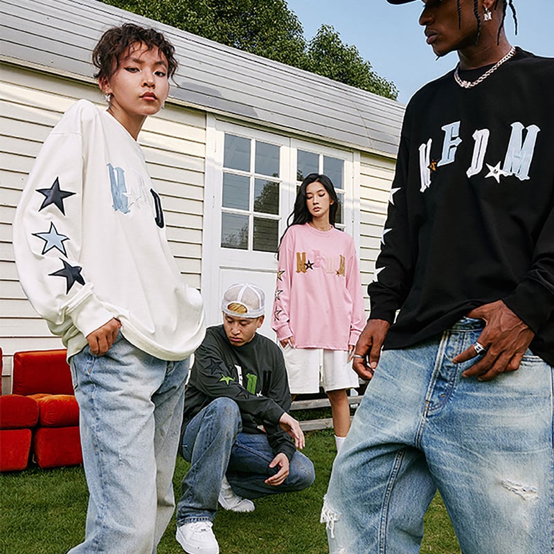 Tシャツ・カットソー MR.ENJOY DA MONEY MEDM UNISEX FLOCKY PRINT LONG SLEEVE MR.ENJOY DA MONEY 】 MEDM 正規品 男女兼用 ユニセックス