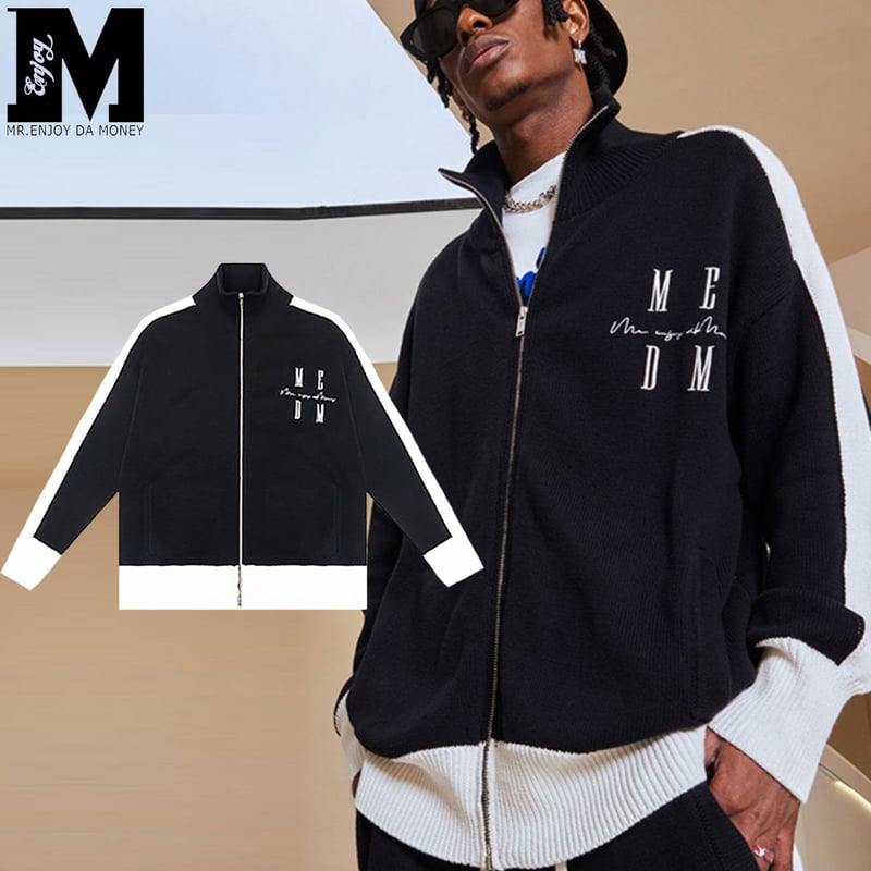 MR.ENJOY DA MONEY 】 MEDM ユニセックス コットン ニット ブルゾン
