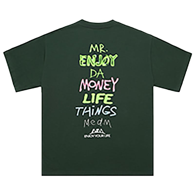 MEDM 新作Tシャツ 半袖 溌墨柄 ロゴ プリント 大人気 男女兼用 MR.ENJOY DA MONEY 】 MEDM 正規品 男女兼用 ユニセックス