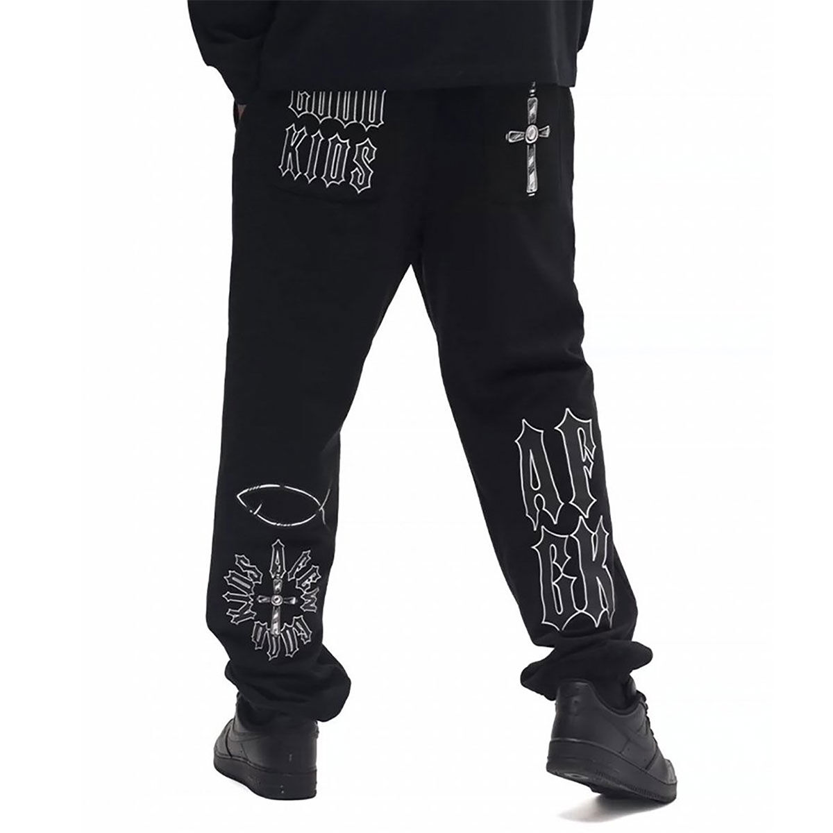 【 A FEW GOOD KIDS 】 AFGK 正規品 男女兼用 オールシーズン ロゴ刺繍 デザイン プリントスウェットパンツ Gothic  Angels Sweatpants