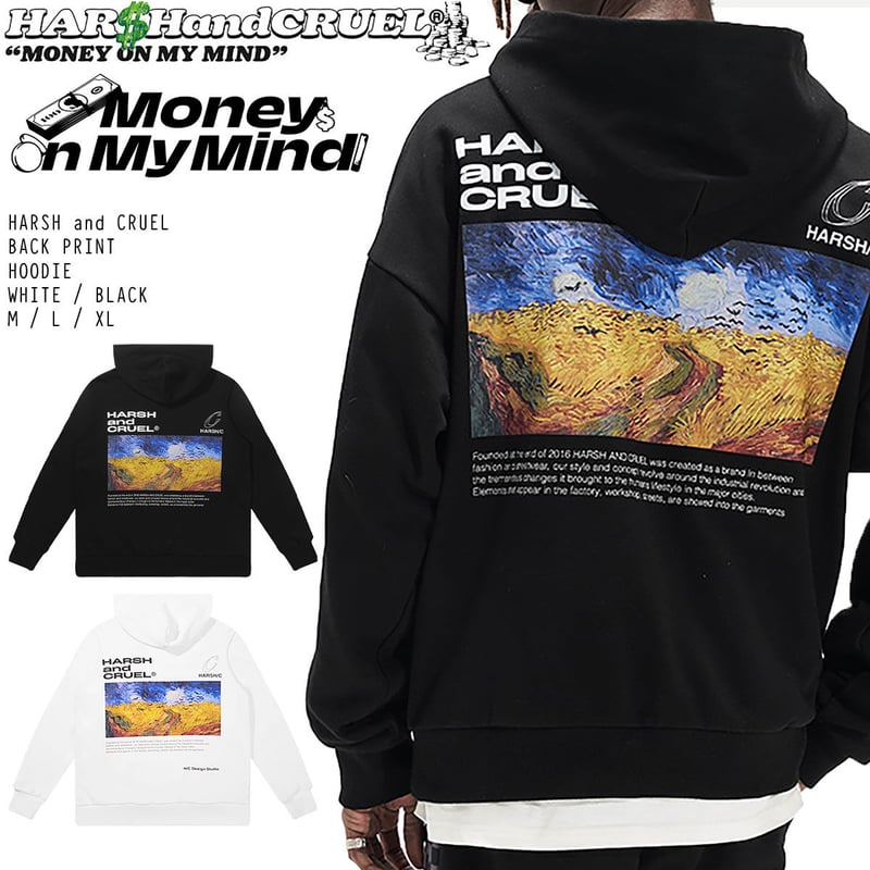 harshandcruel バックプリント ロゴ フード付き パーカー HARSH and CRUEL 】 BACK PRINT HOODIE バックプリント ミ