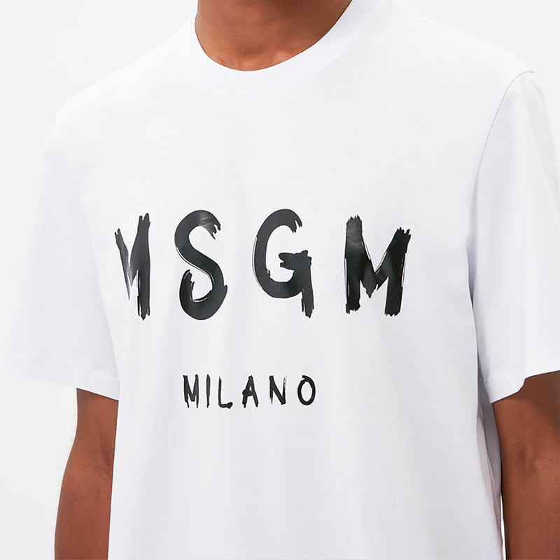 MSGM 正規品 ロゴプリントTシャツ PAINT BRUSHED LOGO M-