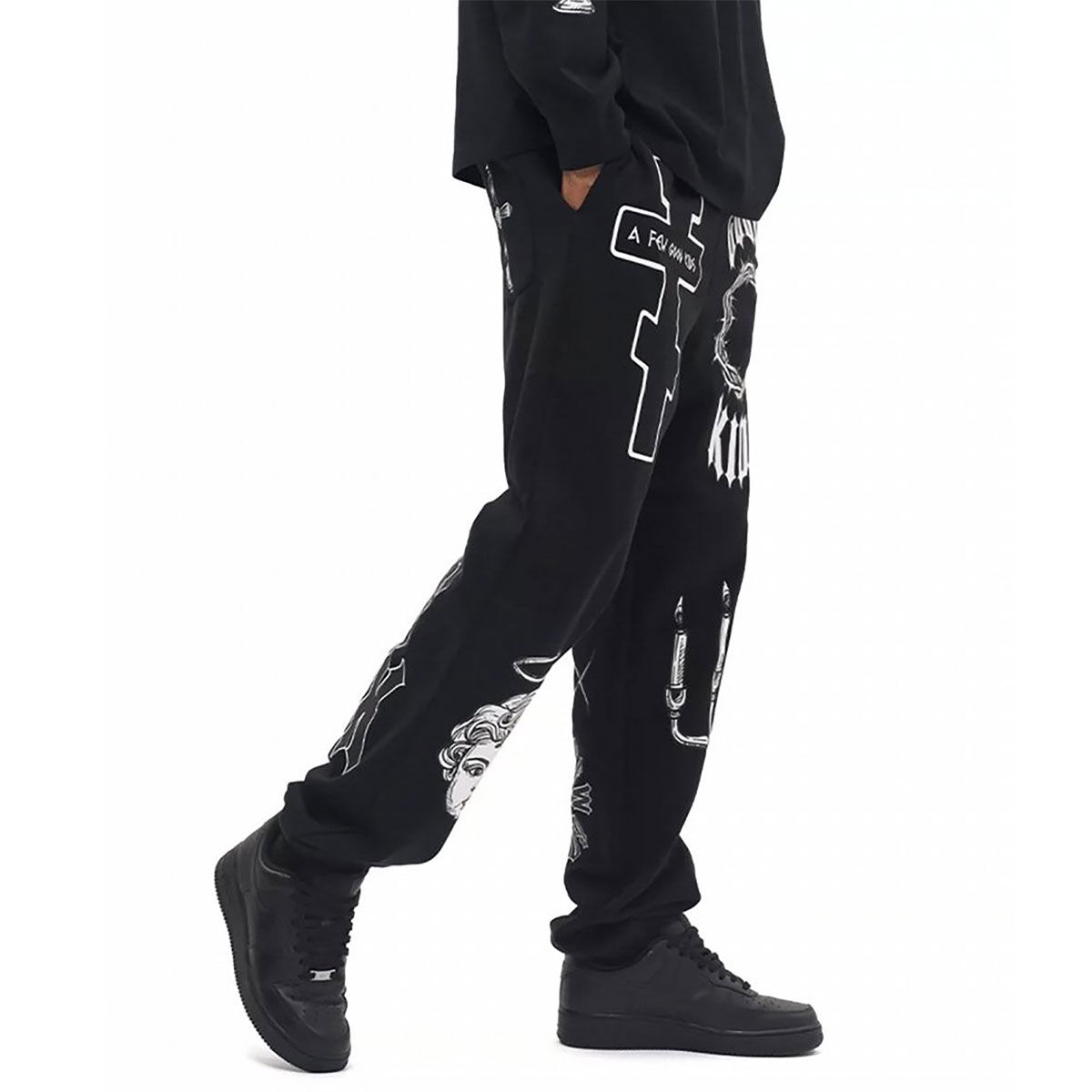 【 A FEW GOOD KIDS 】 AFGK 正規品 男女兼用 オールシーズン ロゴ刺繍 デザイン プリントスウェットパンツ Gothic  Angels Sweatpants