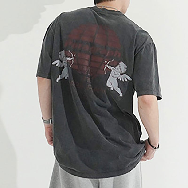 パラグラフ 確実正規品 直輸入 ネオン バック プリント Tシャツ メランジ