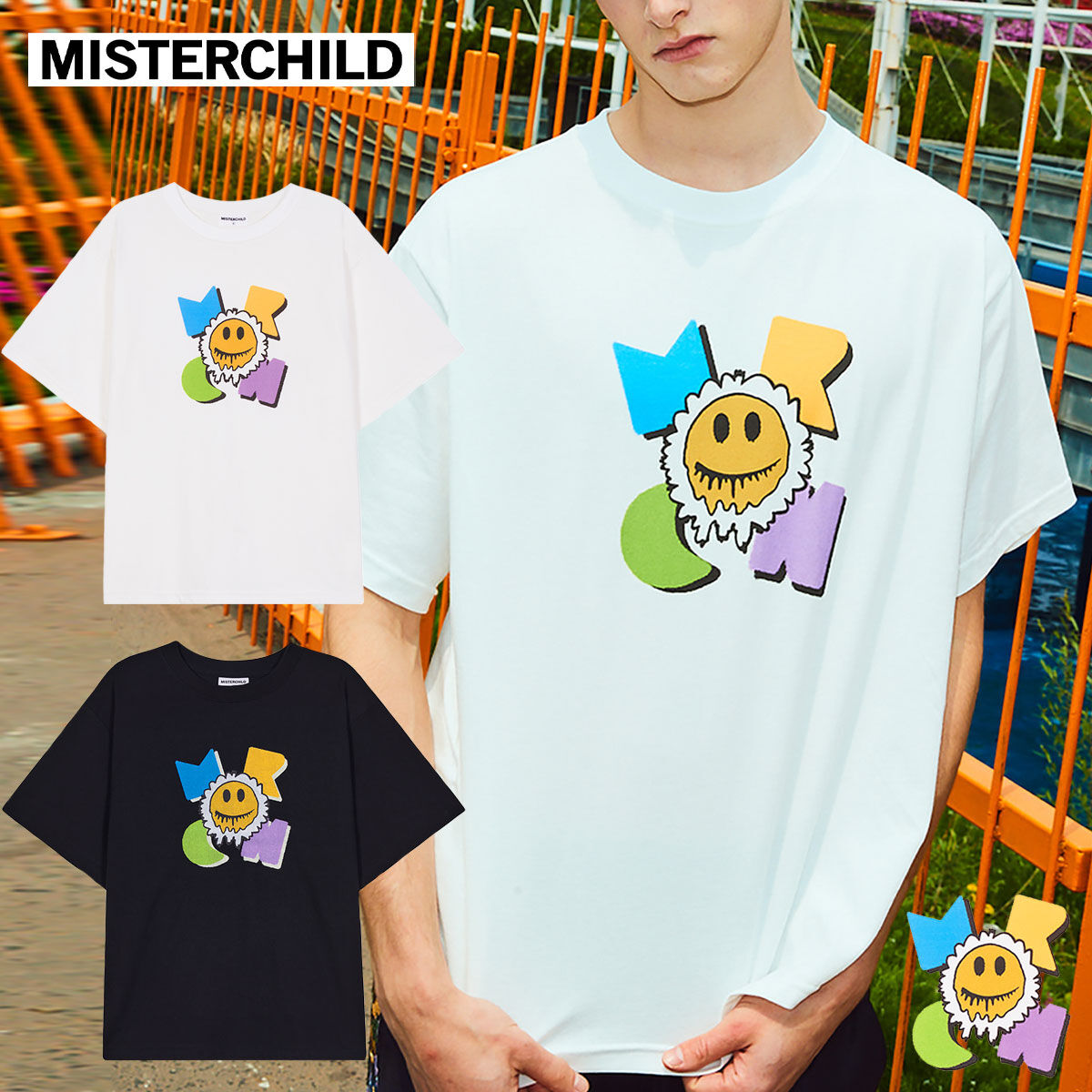 【 MISTERCHILD 】 ミスターチャイルド ユニセックス ロゴ スマイル Tシャツ UNISEX MRCH SMILE TEE