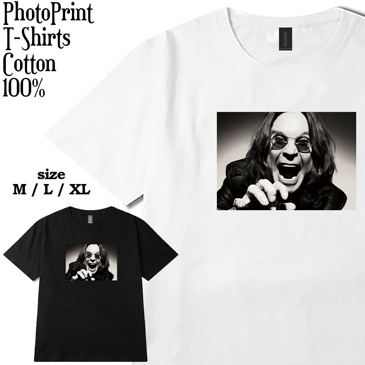 フォトプリント オジー オズボーン 柄 Tシャツ Ozzy Osbourne 半袖 6.0