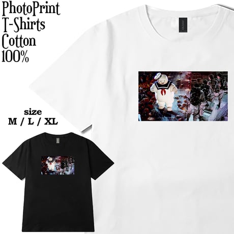 フォトプリント ゴーストバスターズ 柄 Tシャツ マシュマロマン 映画Tシャツ カジュアル キレイめ 半袖 6.0オンス コットン100% メンズ レディース ユニセックス