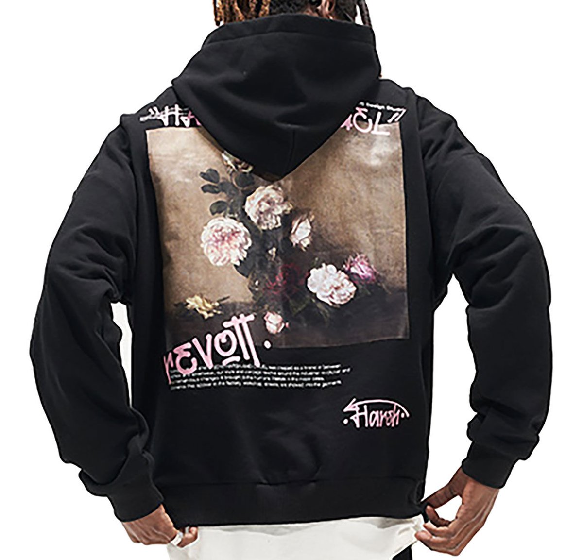 HARSH AND CRUEL パーカー お花 バックプリント 男女兼用 大人気 HARSH and CRUEL 】 BACK PRINT HOODIE バックプリント ミ
