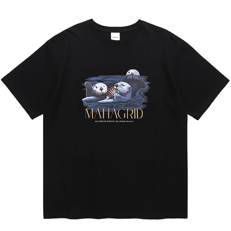 mahagrid 】 マハグリッド ラッコ シーオッター プリント Tシャツ SEA