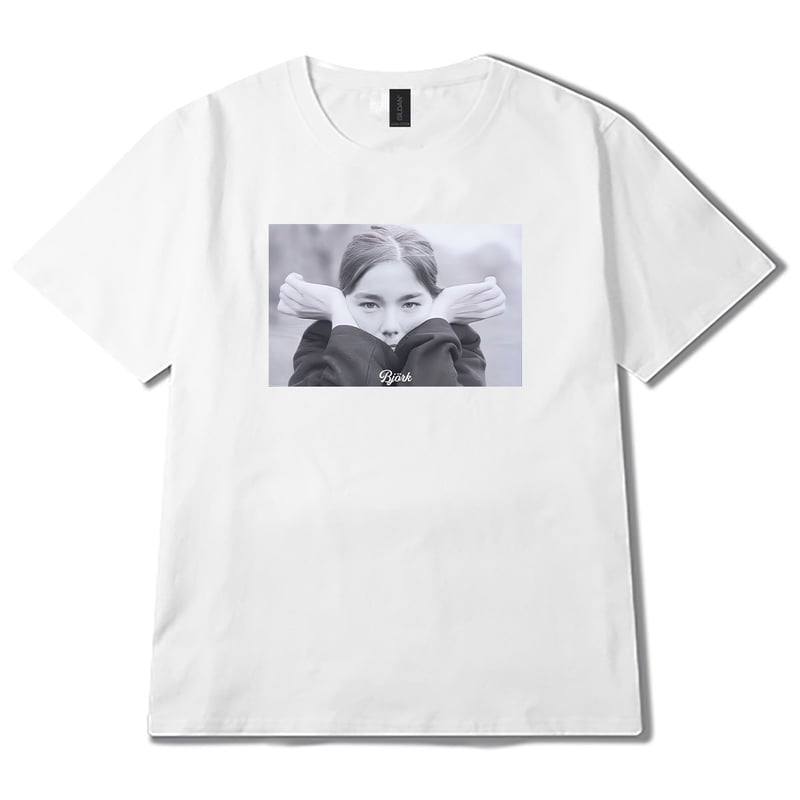 Bjork ビョーク フォトプリント Tシャツ モノクロ 半袖 キレイめ