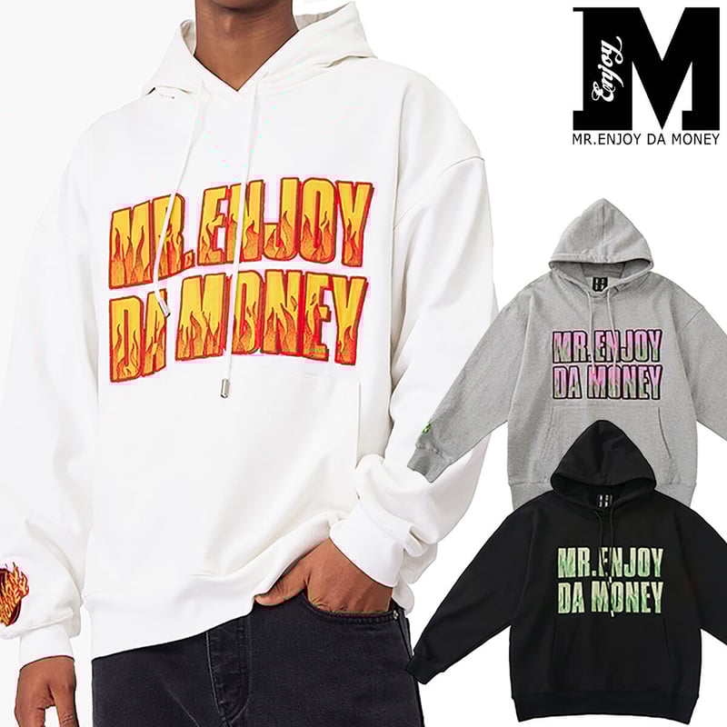 MR.ENJOY DA MONEY 】 MEDM ユニセックス ロゴワッペン パーカー MR.ENJOY DA MONEY 】 MEDM ユニセックス ロゴワッペン パーカー