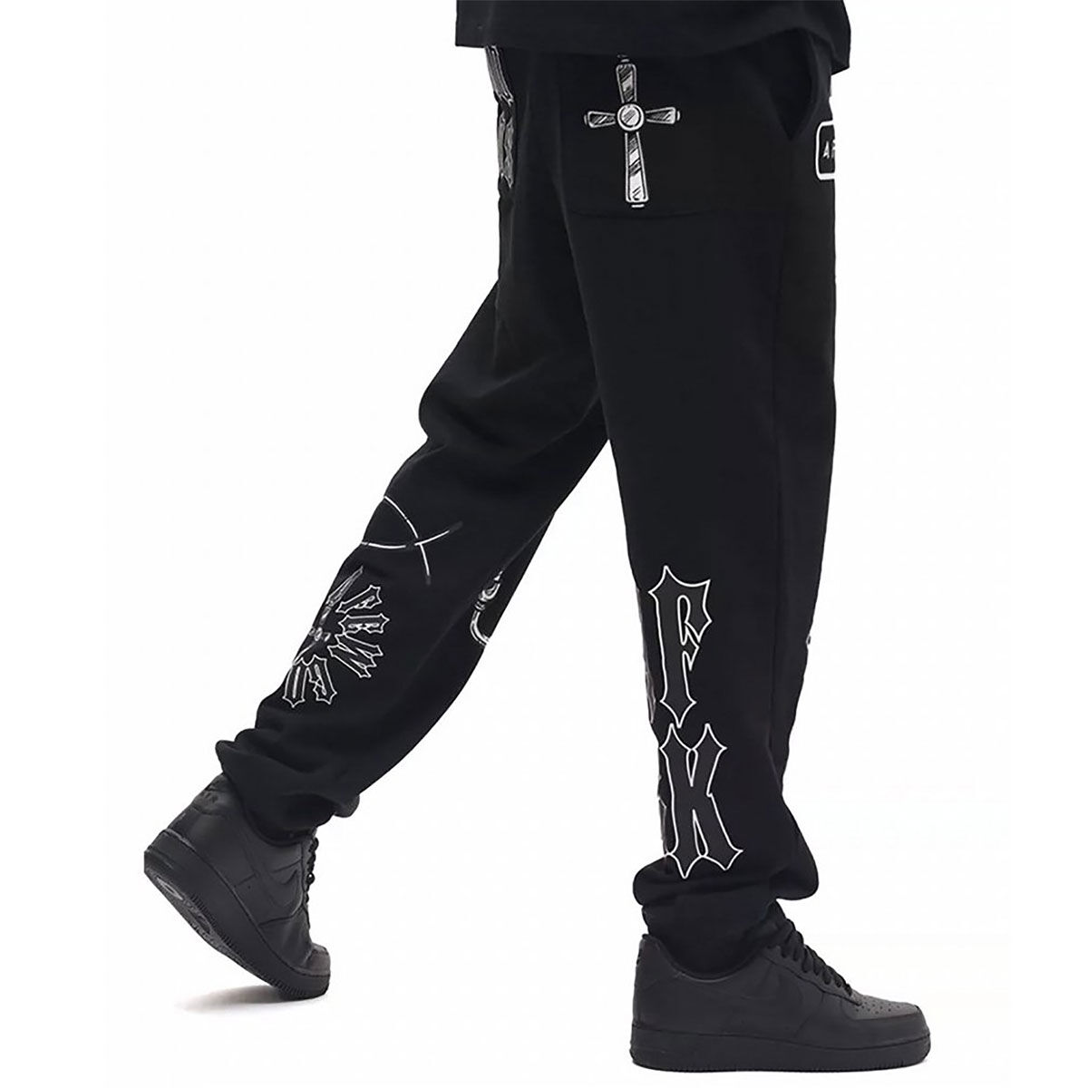 【 A FEW GOOD KIDS 】 AFGK 正規品 男女兼用 オールシーズン ロゴ刺繍 デザイン プリントスウェットパンツ Gothic  Angels Sweatpants