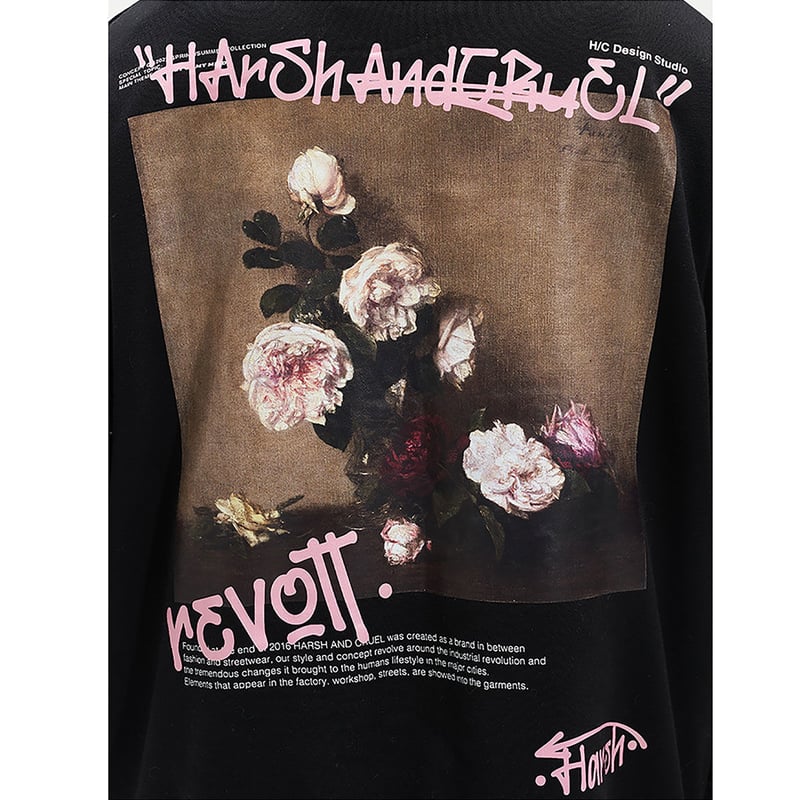 HARSH AND CRUEL パーカー プリント 花柄 スウェット ロゴ HARSH and CRUEL 】 BACK PRINT HOODIE バックプリント ミ